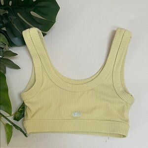 ALO Yoga Ribbed Sports Bra in Light Yellow
